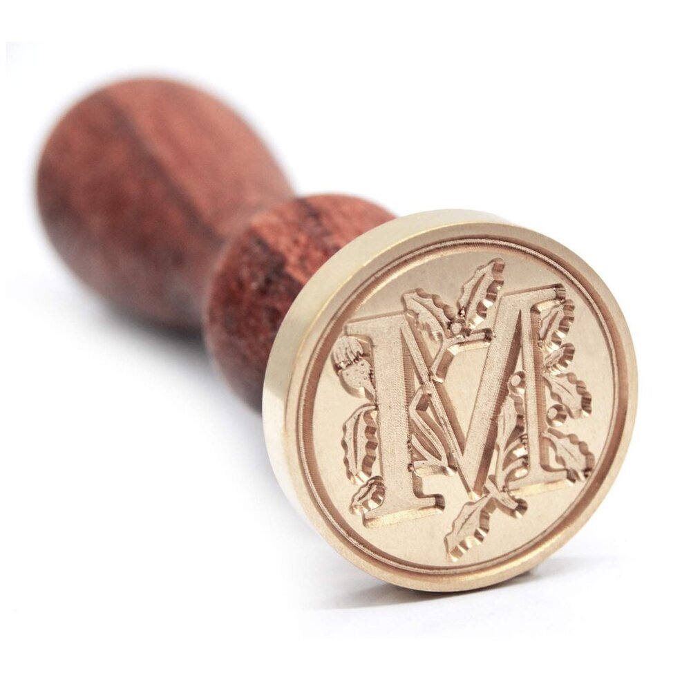 Medieval Initial Alphabet Wax Sealing Stamps, Brass Head Wooden Handle, for Than